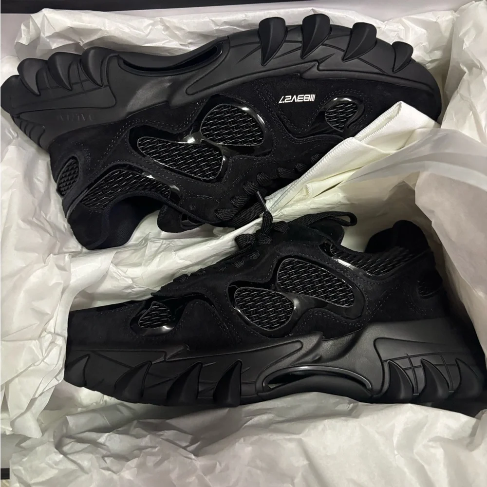 Balmain Men's All-Black Chunky Lace-Up Sneakers - Picture 2 of 4